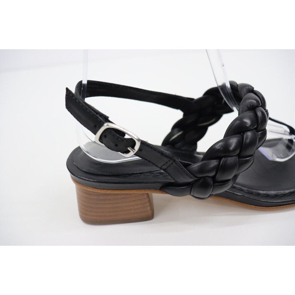 Bernardo Anthropologie Jasmine Thong Heels Black Leather Braided 7.5 $198 MSRP - Picture 3 of 13